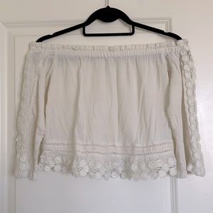 TopShop Ivory Off the Shoulder Top with Daisy Lace Detail